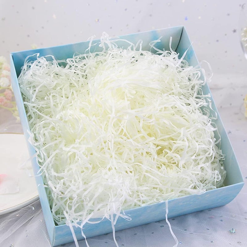 JINZOFLY Raffia Paper Shreds, 100g Shredded Paper for Gift Box, Crinkle Cut Paper Shred Filler for Gift Wrapping & Basket Filling(Creamy-white) - Image 3